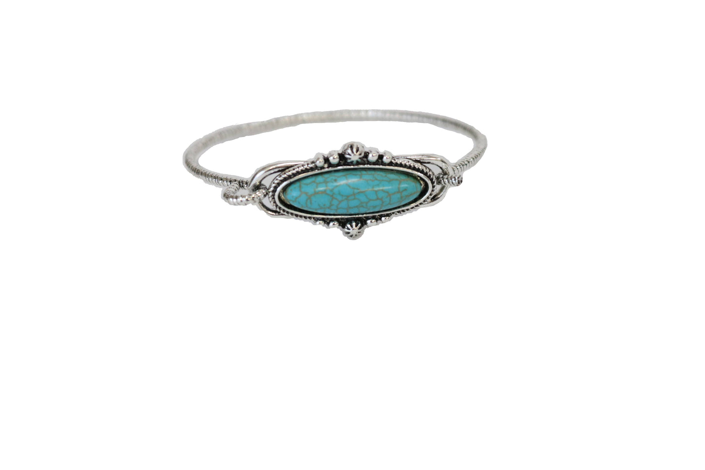 Burnished Silver w/ Oval Turquoise Concho