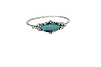 Burnished Silver w/ Oval Turquoise Concho