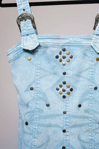 Sky Studded Denim Dress