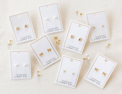 Screwback Stud Earrings - Clara Cross Gold Sparkle