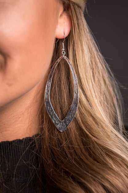 Large Wavy Cut-Out Silver Earring