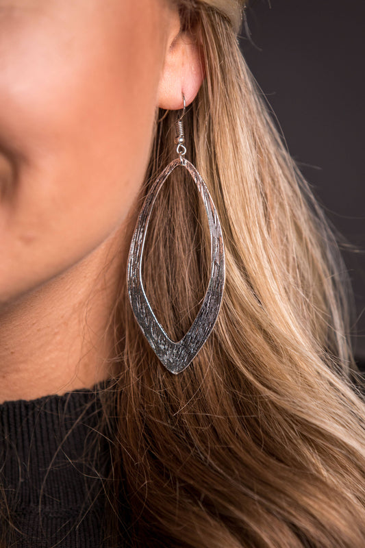 Large Wavy Cut-Out Silver Earring