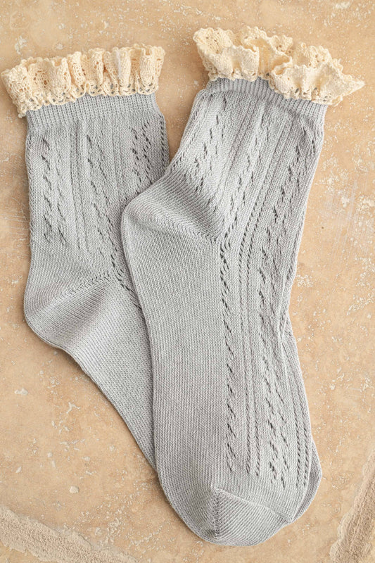 CROCHET TRIM SOCKS