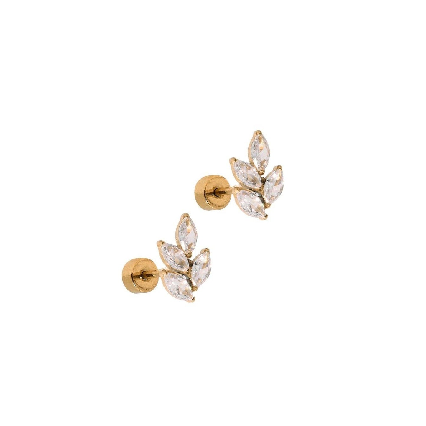 Screwback Stud Earrings - Laurel Gold