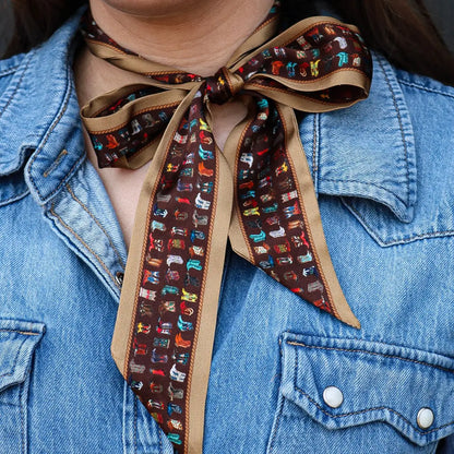 Brown Silk Twilly Scarf