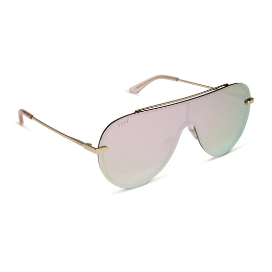 DIFF Imani Gold/Cherry Mirror Sunglasses