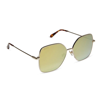 DIFF Iris Gold Brillians Mirror Sunglasses