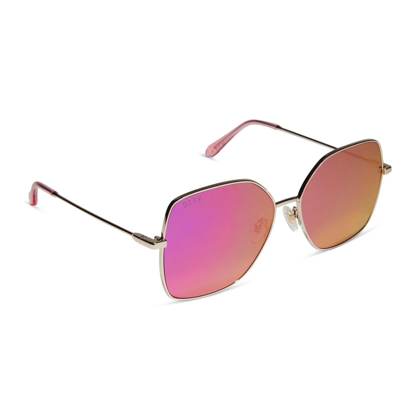 DIFF Iris Gold Pink Mirror Sunglasses