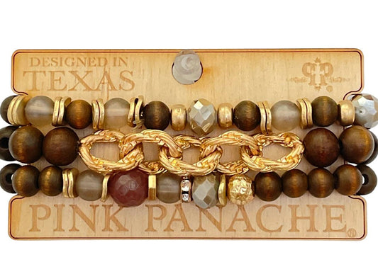 Brown Bead & Chain Mix Bracelet