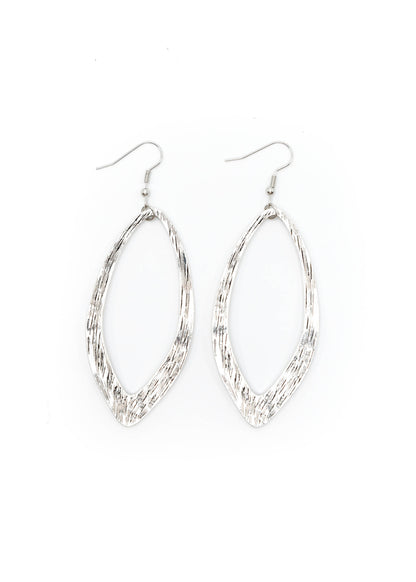 Large Wavy Cut-Out Silver Earring