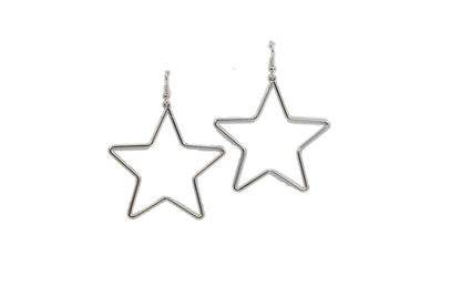3" Silver Star Earrings on Fishhook