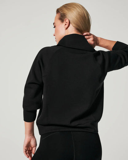 SPANX AirEssentials Half Zip in Very Black