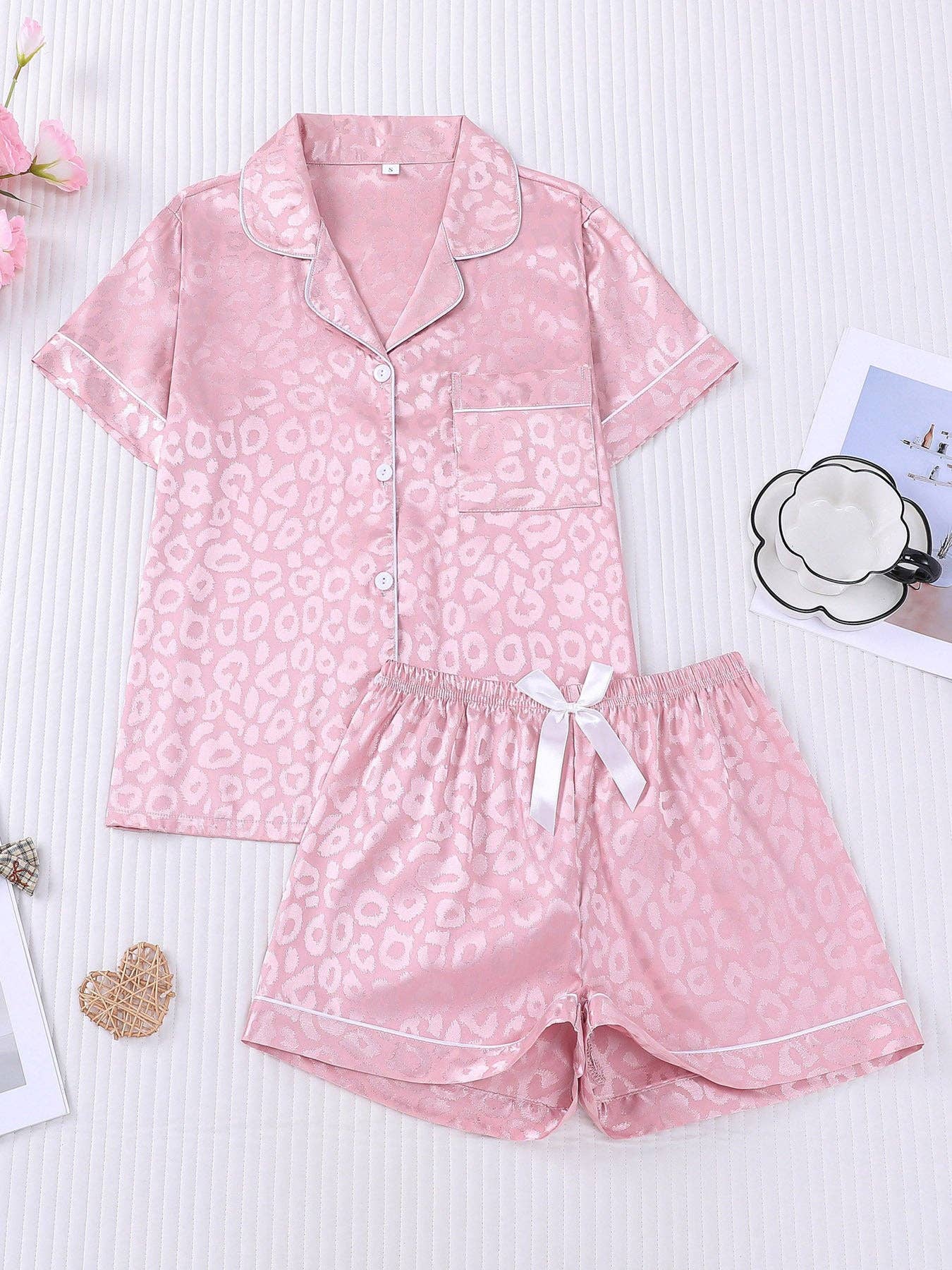 Leopard Print Silky Pajama Set