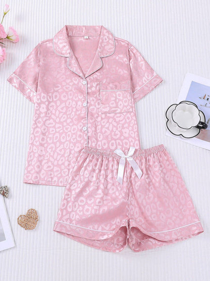 Leopard Print Silky Pajama Set