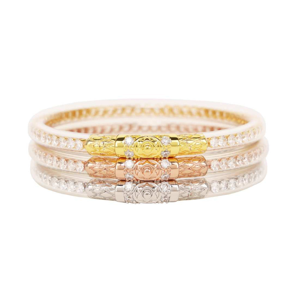 Clear Crystal Three Queens All Weather Bangles (Set of 3)