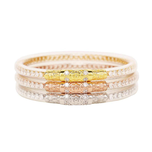 Clear Crystal Three Queens All Weather Bangles (Set of 3)