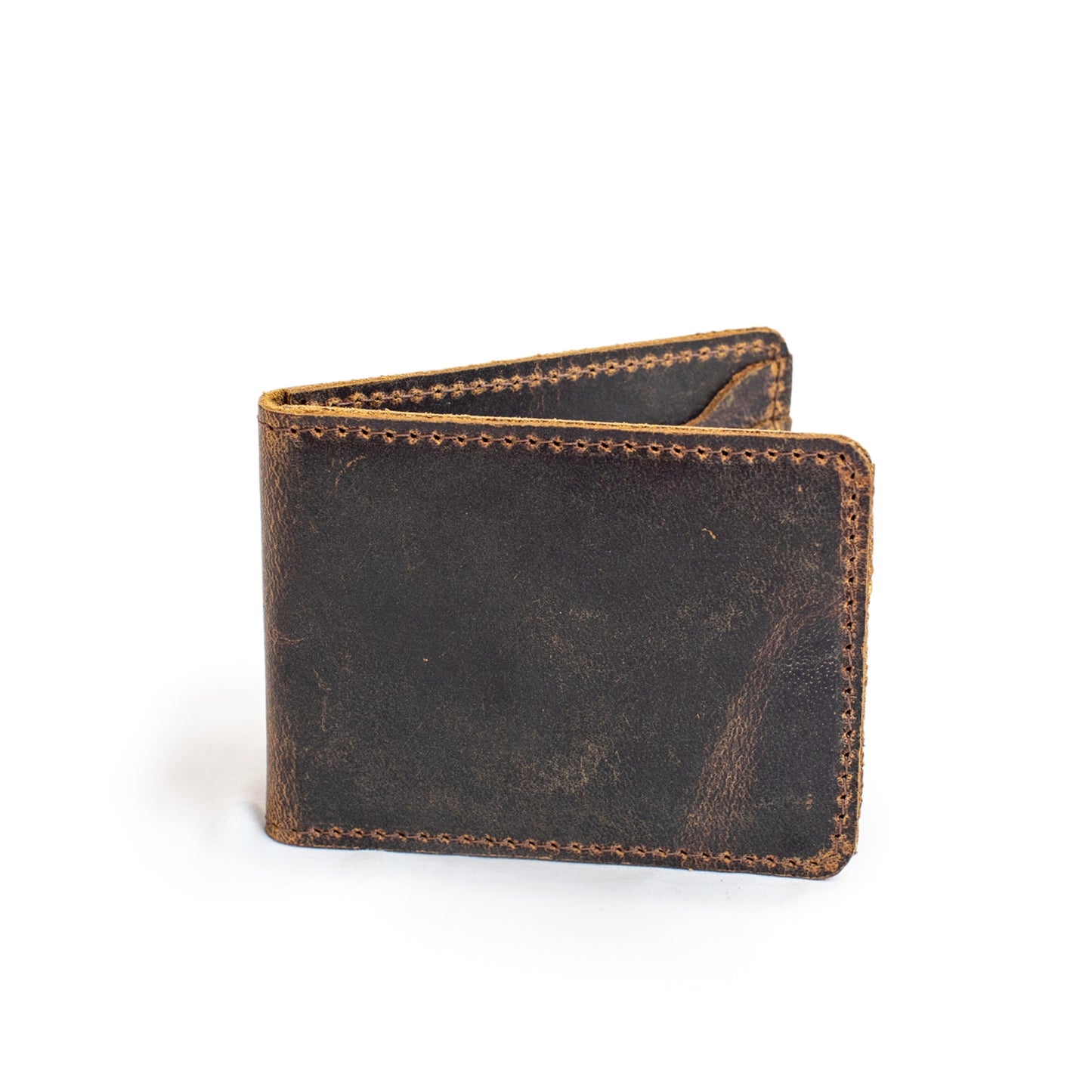 Brown Distressed Leather Bifold Wallet