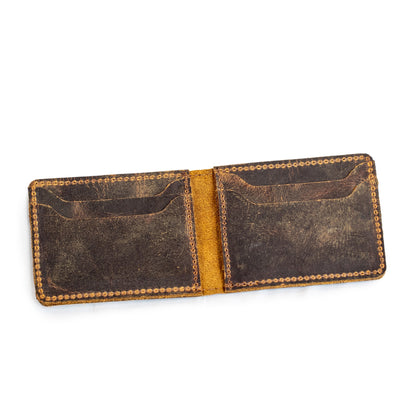 Brown Distressed Leather Bifold Wallet