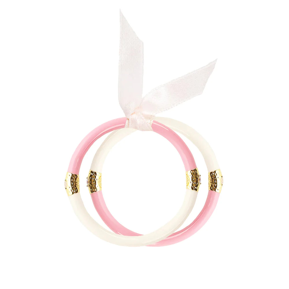 Pink/Ivory Yin & Yang All Season Bangles For Kids - Set of Two